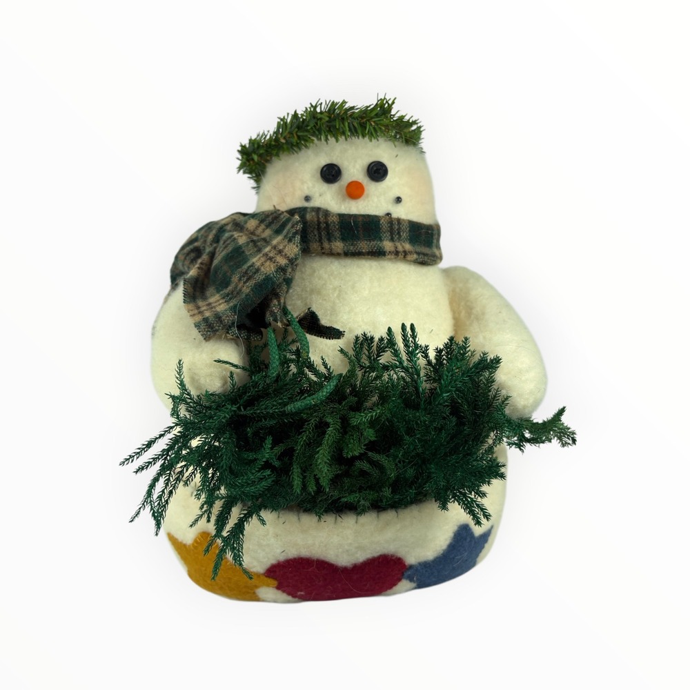 Unbranded Snowman Plush Figurine Unisex 10in Cream Excellent Primitive Rustic